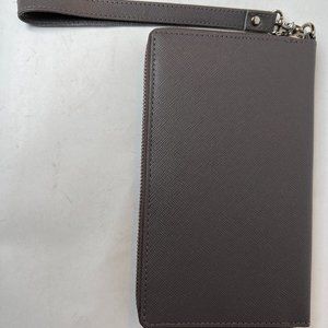 ESTALON Women's Leather Wallet-RFID Blocking Zip Around Wristlet Clutch Khaki